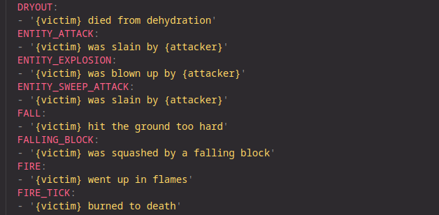 A section of the example config included with DeathMsgEdit